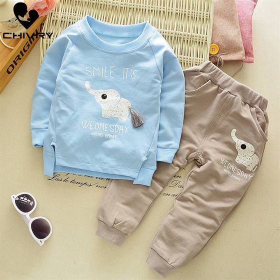 Spring Long-Sleeve Elephant Newborn Baby-Boys-Girls Kids Cartoon Pants Autumn 