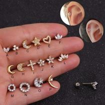 Sellsets Cartilage Piercing Jewelry Tragus CZ Conch Moon-Star Silver Gold-Color And