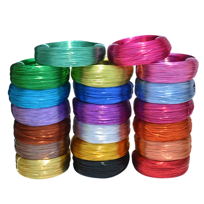 10 Meters / Roll 1mm Round Plated Aluminium Craft Floristry Wire For Jewellery Beads Making Findings Braided material 20 colors