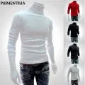 Puimentiua Men's Sweater Pullovers Turtleneck Slim-Fit Knitted Homme Autumn Winter Cotton