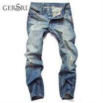 Gersri Men Jeans Pants Slim Straight Casual Cotton High-Quality Retail Warm Wholesale