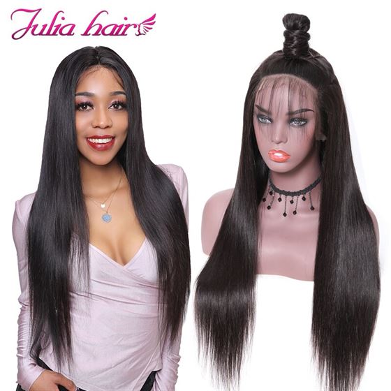 Wigs Julia Brazilian Hair Lace-Front Straight Ali 360 Can-Be-Colored Remy
