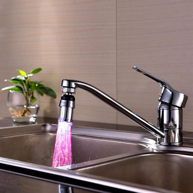 TENSKE Faucet Shower 2jun27 Taps-Light Kitchen-Sink Levert LED Water-Stream 7color-Change
