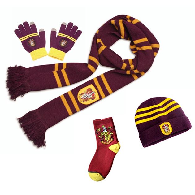 Scarf Gryffindor Costumes Socks Wizard Hermione Halloween NECKTIE Cap/hat Gift Ron Warm
