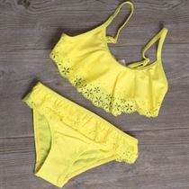 Girl Swimsuit Bikini-Sets Two-Pieces Hollow-Falbala Children's G1-CZ912 Split