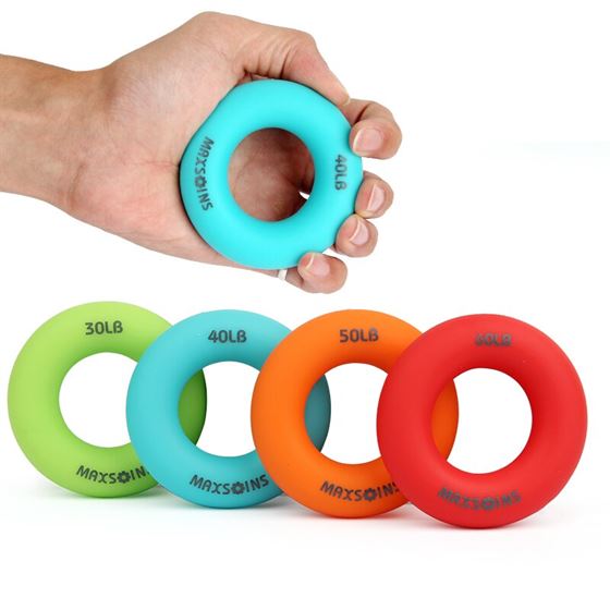 Ring Stress-Ring-Ball Expander-Finger-Trainer Hand-Grip Silica-Gel Rehabilitation Pow