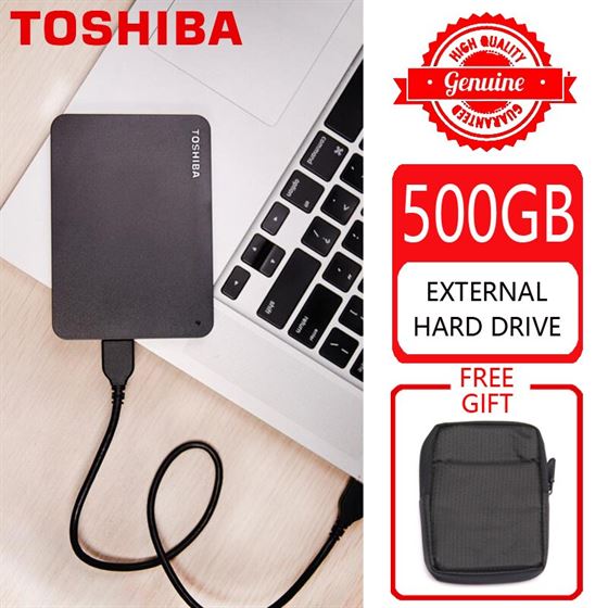 TOSHIBA 500GB External Hard Drive Disk HDD HD Portable Storage Device CANVIO BASICS USB 3.0 SATA 2.5 for Computer Laptop PS4