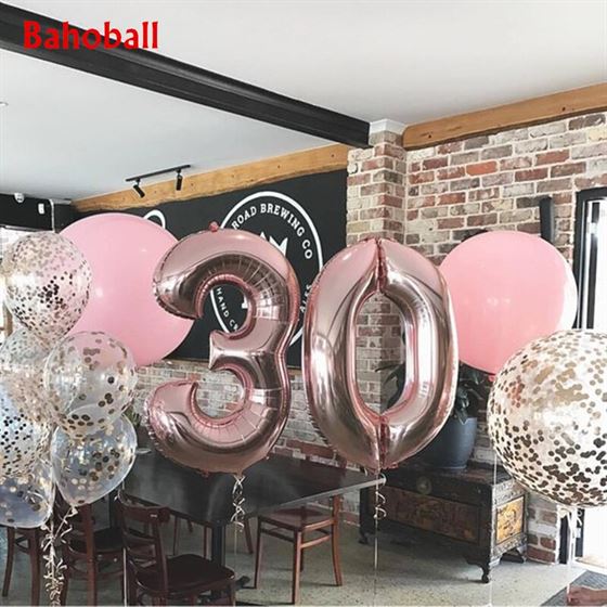 Balloons Ball-Supplies Foil-Number Globo Party-Decor Birthday Rose-Gold Engagement Wedding