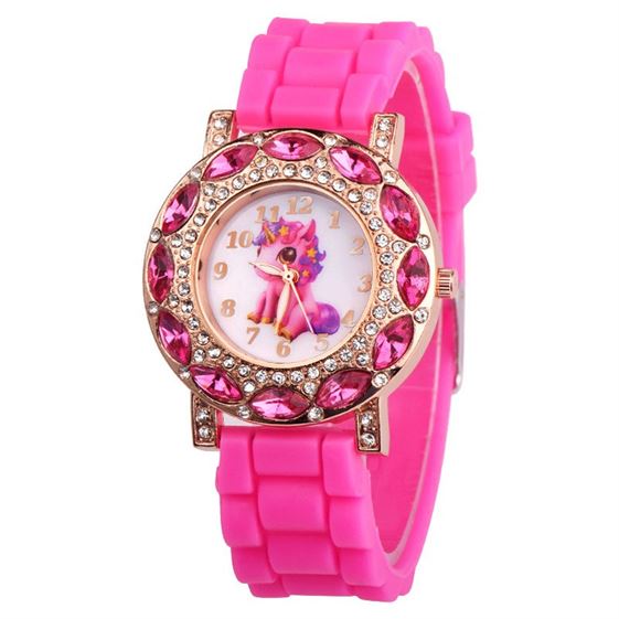 Watches Clocks Unicorn Diamond Kids Cartoon Children Wrist Relogio Strap Pink Quartz