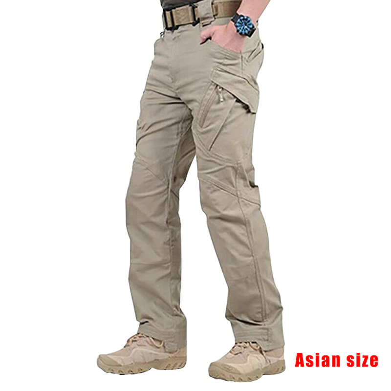 2019 Newly Men Waterproof Work Cargo Long Pants with Pockets Loose Trousers NDJ