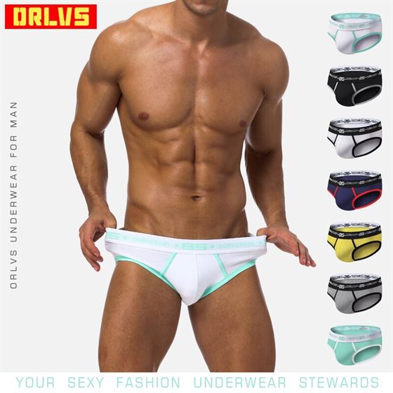 ORLVS Mens Underwear Briefs Basics Gay Hombre Cotton Calzoncillos U-Convex Cueca Brand