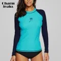 Charmleaks Swimwear Long-Sleeve Shirts Rashguard Surfing Top Bike Biking Beach-Wear Colorblock