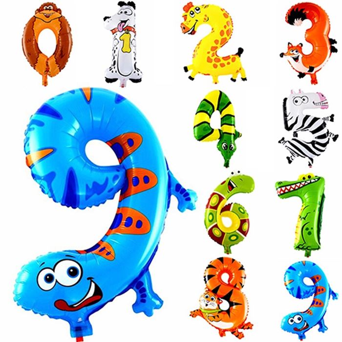 Balloons Kids Number-Foil Gift Wedding-Decoration Animal Happy-Birthday 16inch 1PC