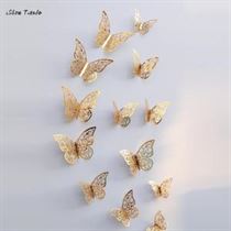 Fridge Wall-Stickers Home-Decoration Butterfly New for Mariposas 12pcs 3D Hollow