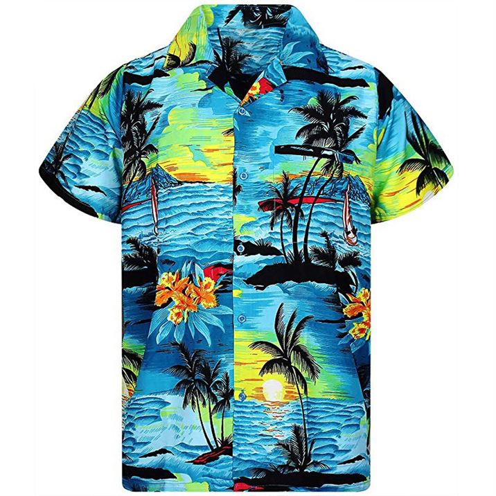 Men Shirt Blouse Short-Sleeve Cotton Casual Fashion Beach Summer Print Quick-Dry Top