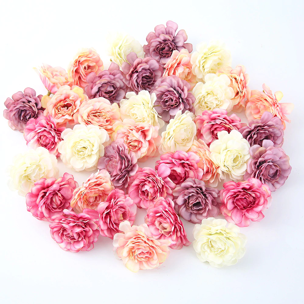 10pcs/lot Artificial Flower 5CM Silk Spring Rose Head For Wedding Party Home Decoration