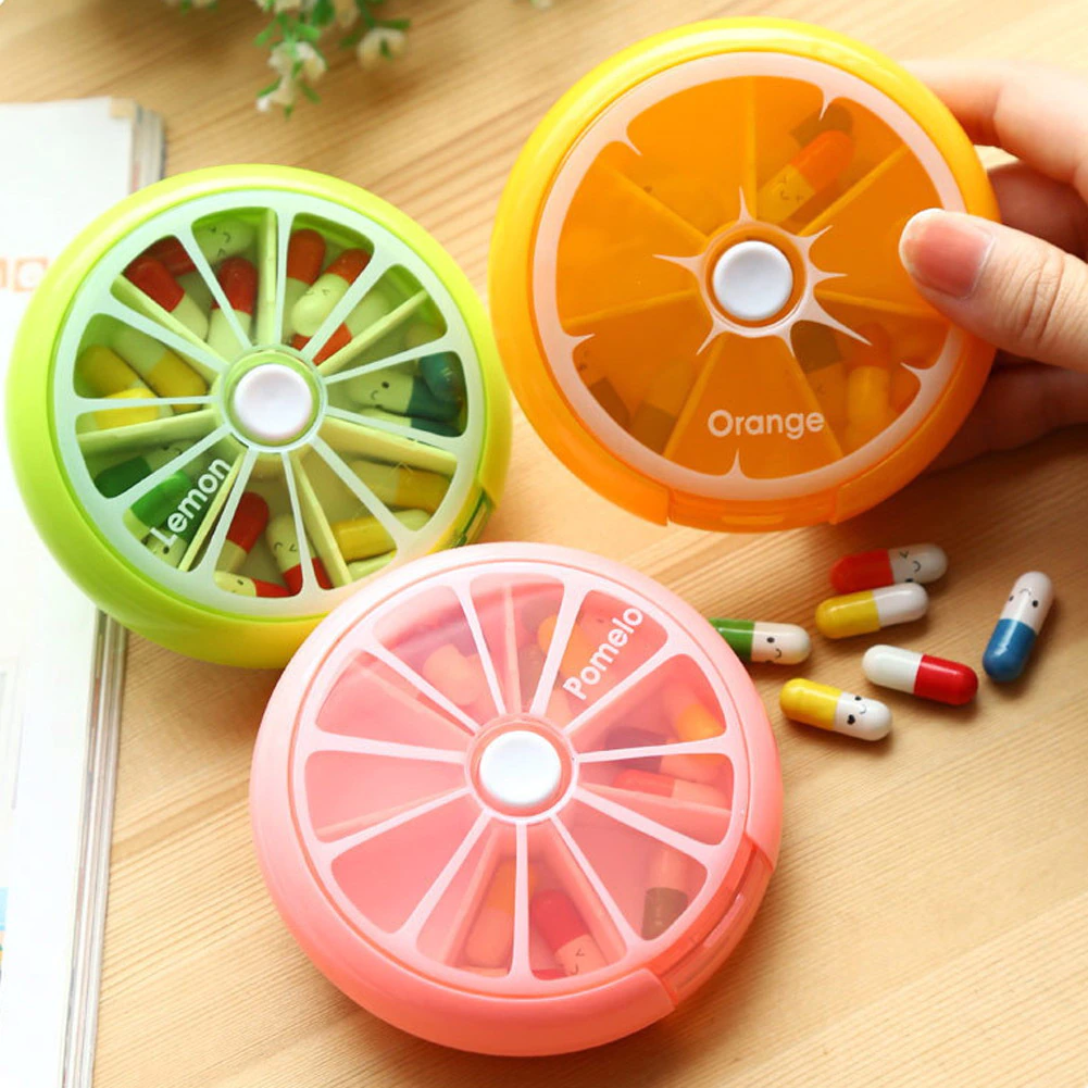 Medicine Box Cutter Pill-Organizer Pastillero Rotating Weekly Travel 7-Day