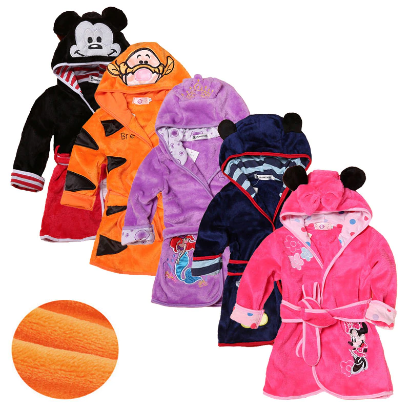 Girls Robes Hooded Kids Clothes Animal Long-Sleeve Flannel Cartoon Child Boy Lovely