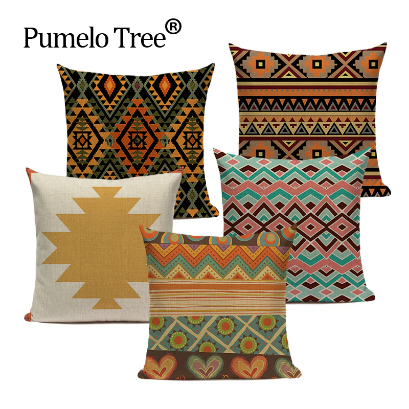 Throw Pillow Cushion-Cover Chair Sofa Boho Custom-Printing Plaid Stripes Square 45cmx45cm