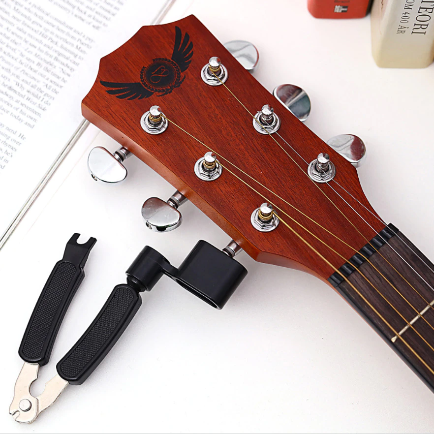 Peg-Winder Puller Cutter Guitar Bridge-Pin Restringing for Fit All-In-1 Tool-Includes-Clippers