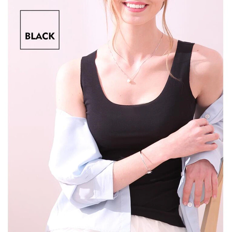 Top Women Tank-Tops Viscose-Fiber Seamless Vogue Black Summer Sexy Casual O-Neck Slim