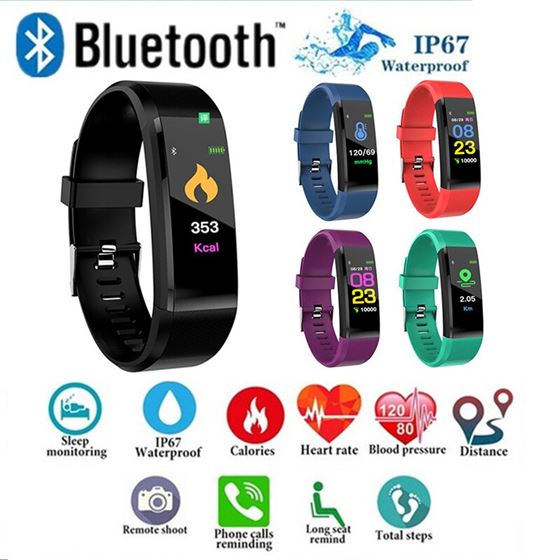 Pedometer Watch Bracelet Walking-Tracker Smart-Band Fitness Sports Running Id115-Plus
