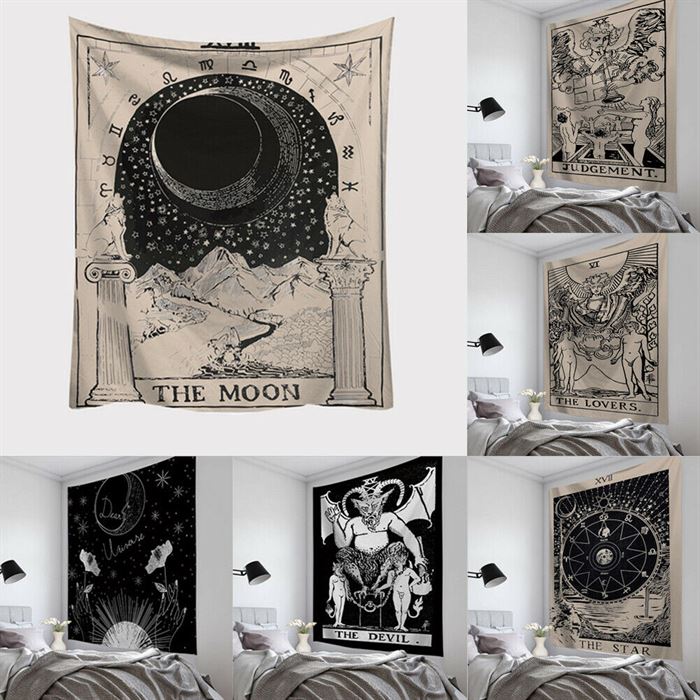 Tarot Card Tapestry Wall Hanging Astrology Divination Bedspread Beach Mat
