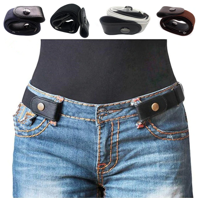Buckle-Free-Belt Dresses Jean-Pants Waist-Belt Stretch No-Buckle Women/men for No-Hassle
