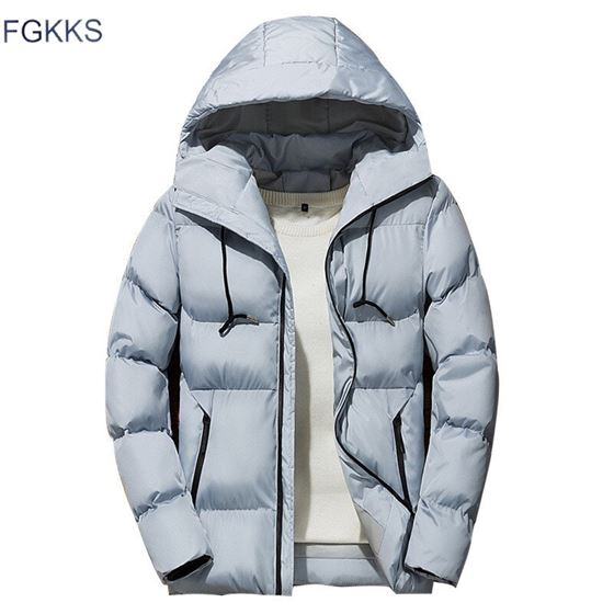 FGKKS Jacket Parka Hooded Male Thick Winter Men High-Quality Warm Casual Solid Simple
