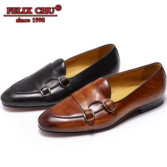 Luxury Chaussure Homme Office Business Wedding Suit Dress Loafers Brown Black Shoes double Hasp Genuine Leather Men Shoes Casual