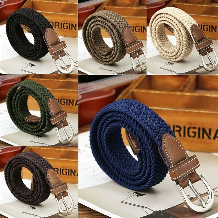 Stretch Belts Pin-Buckle Braided Local-Stock Elastic-Fabric Woven Expandable Men