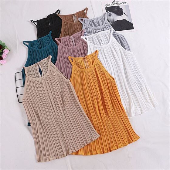 Women Summer Camisole Chiffon Halter Off Shoulder O-neck Vest Slim Tank Tops
