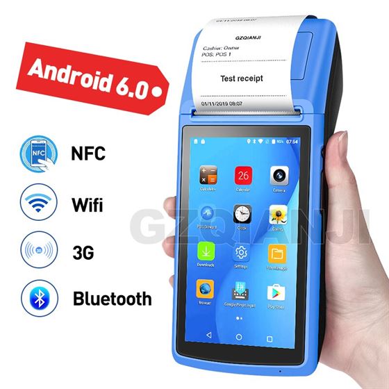 POS Android 6.0 PDA Handheld POS Terminal PDA 3G NFC WiFi with Camera Receipt Printer 58mm for mobile order market