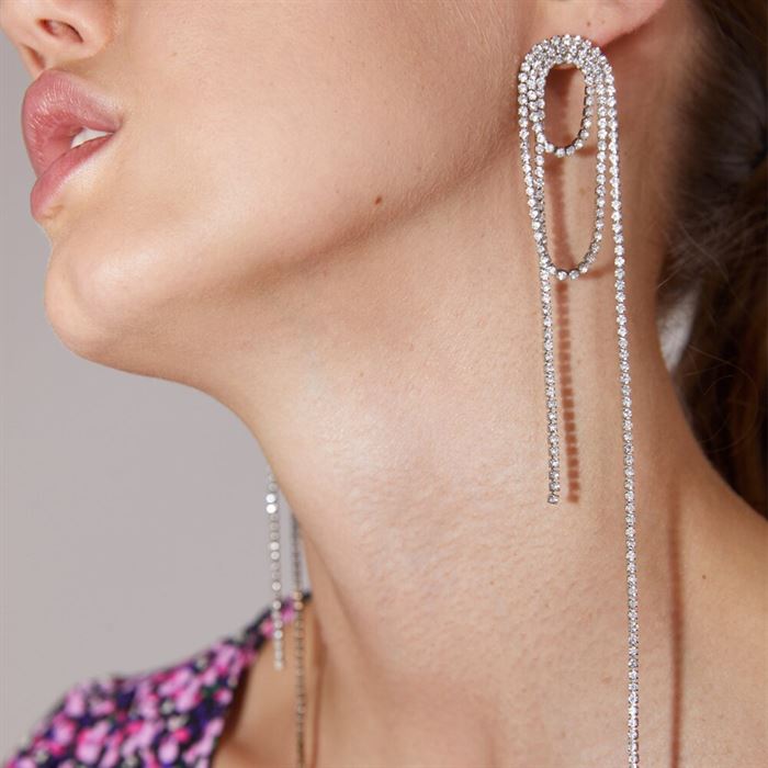Vodeshanliwen ZA Fashion Rhinestone Tassel Earrings 2019 New Designs Wedding Dangle Long