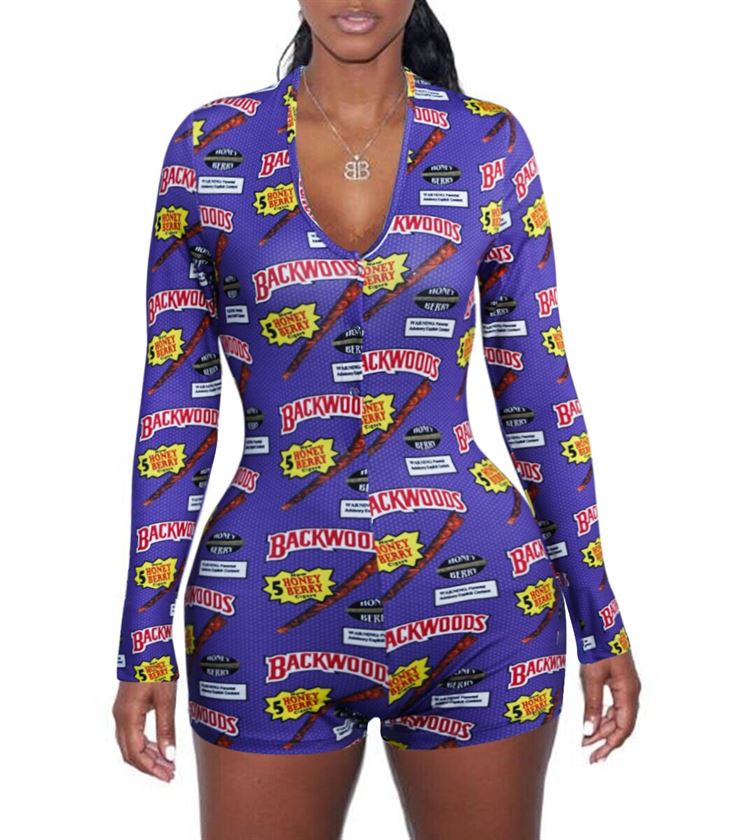 Pants Rompers Short Print Jumpsuit Long-Sleeve Bodycon Sexy Women Autumn for DZ002
