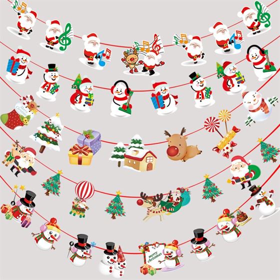 Garland Flags Merry Wall-Hanging Bunting Banner Christmas-Bar New-Year Snowman Supples