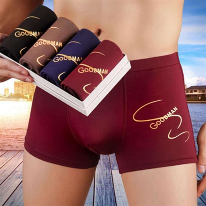 Underwear Man Shorts Boxers Bamboo Fiber Comfortable Super-Elastic Black Solid 4pcs/Lot