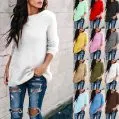 Knitwear Sweater O-Neck Long-Sleeve Female Autumn Plus-Size S-5XL Solid Casual 12-Colors