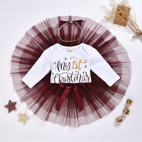 Mesh Skirt Outfits Dress Romper Tutu Christmas-Costume Long-Sleeve Girl Newborn My First
