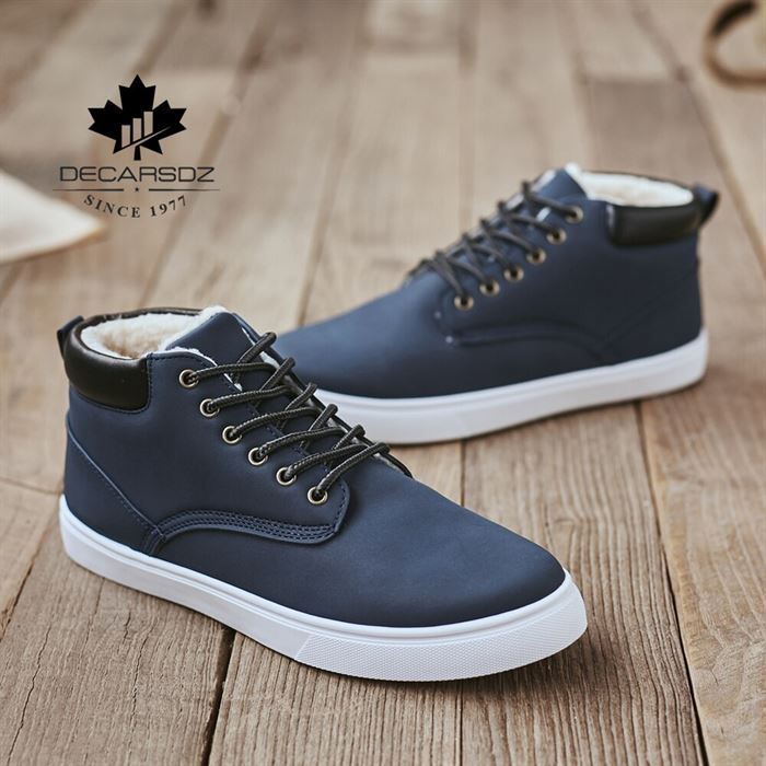 Men Warm Boots 2019 Man Winter Snow Boots Men Brand Fur Warm Ankle Botas hombre Male Casual Lace-up Luxury Leahter Men's Boots