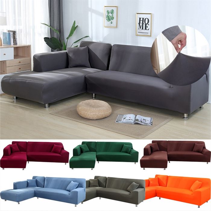 Sofa Slipcover Chaise Spandex Living-Room L-Shaped Sectional for Corner Longue 2pcs/Set