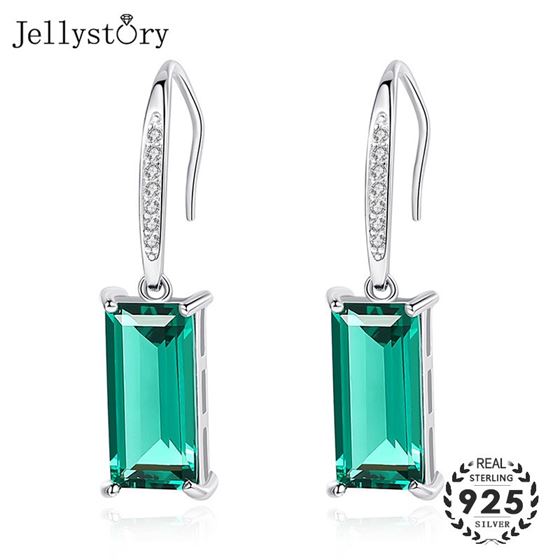 Drop-Earrings Jewelry Emerald Gemstones 925-Sterling-Silver Wedding-Gift Jellystory Fashion