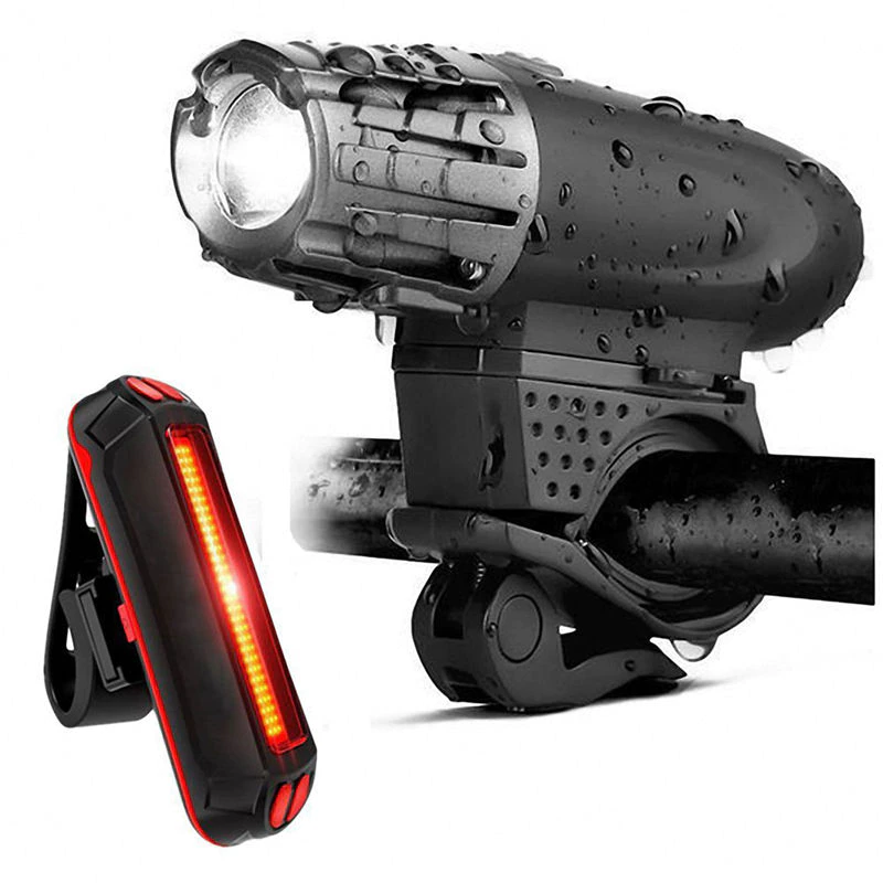 Bike Lights Bicycle Lights Front and Back USB Rechargeable Bike Light Set Super Bright Front and Rear Flashlight LED Headlight T