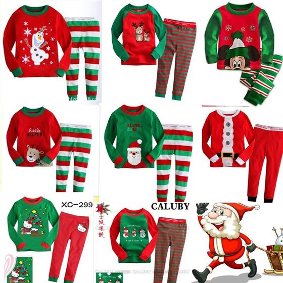 Children Clothing Suits Outfits Sleepwear Pyjamas Christmas-Sets Xmas Deer Santa-Claus