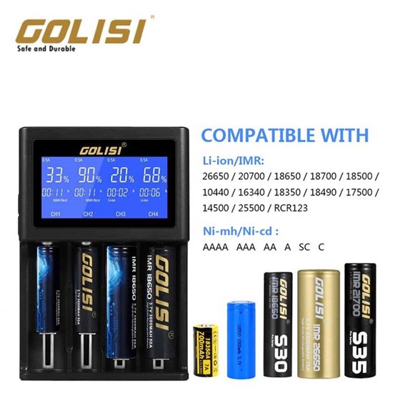 Golisi Smart-Lite-Battery-Charger Lcd-Display I4 Usb-Port for Ni-Mh/ni-Cd 2slots I2 I1