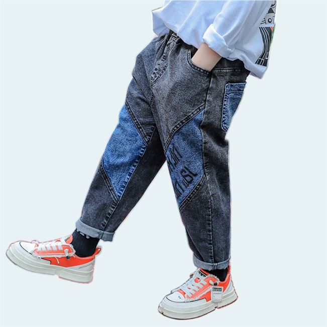 New Boys Jeans Patchwork Boy Jeans Fashion Print Jeans For Children Autumn Casual Winter Clothes For Boys Christmas Gift