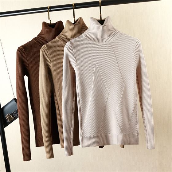 Deruilady Sweater Pullover Jumpers Thick Turtleneck Basic Long-Sleeve Fall Warm Women Knitted