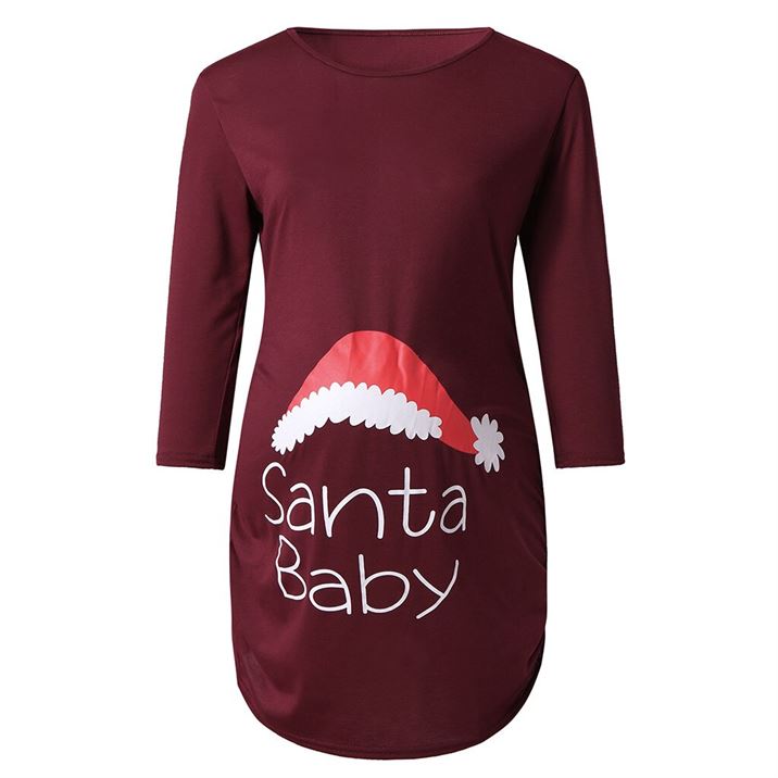 Tops Clothing Christmas Pregnancy-Shirt Maternity-Clothes Santa-Claus New-Year Hot 