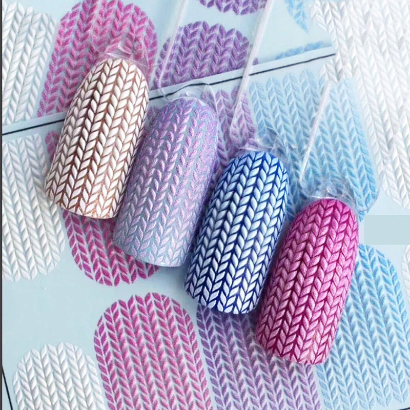 Sweater Charm Nail-Sticker Engraved Nail-Water-Slide-Decals Acrylic Winter 3D Z0249 Desgin