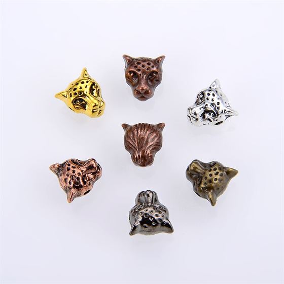 10PCS/ packsge Wholesale Leopard Lion Panther Tiger Head Charm Beads For DIY Natural Stones Beadwork Jewelry Making Metal Beads